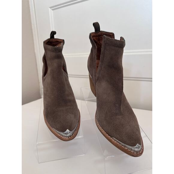 Jeffrey Campbell Women Cromwell Taupe Western Cowboy Metal Tip Boots sz 7.5 - Picture 2 of 11